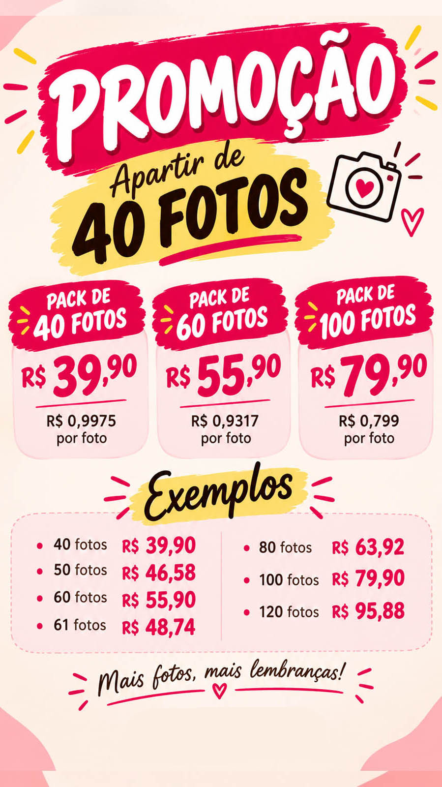 Promoção de fotos 10 por 15 com entrega grátis